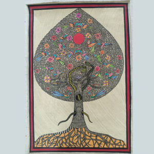 Spiritual Tree of Life Madhubani Art Print for Home Decor